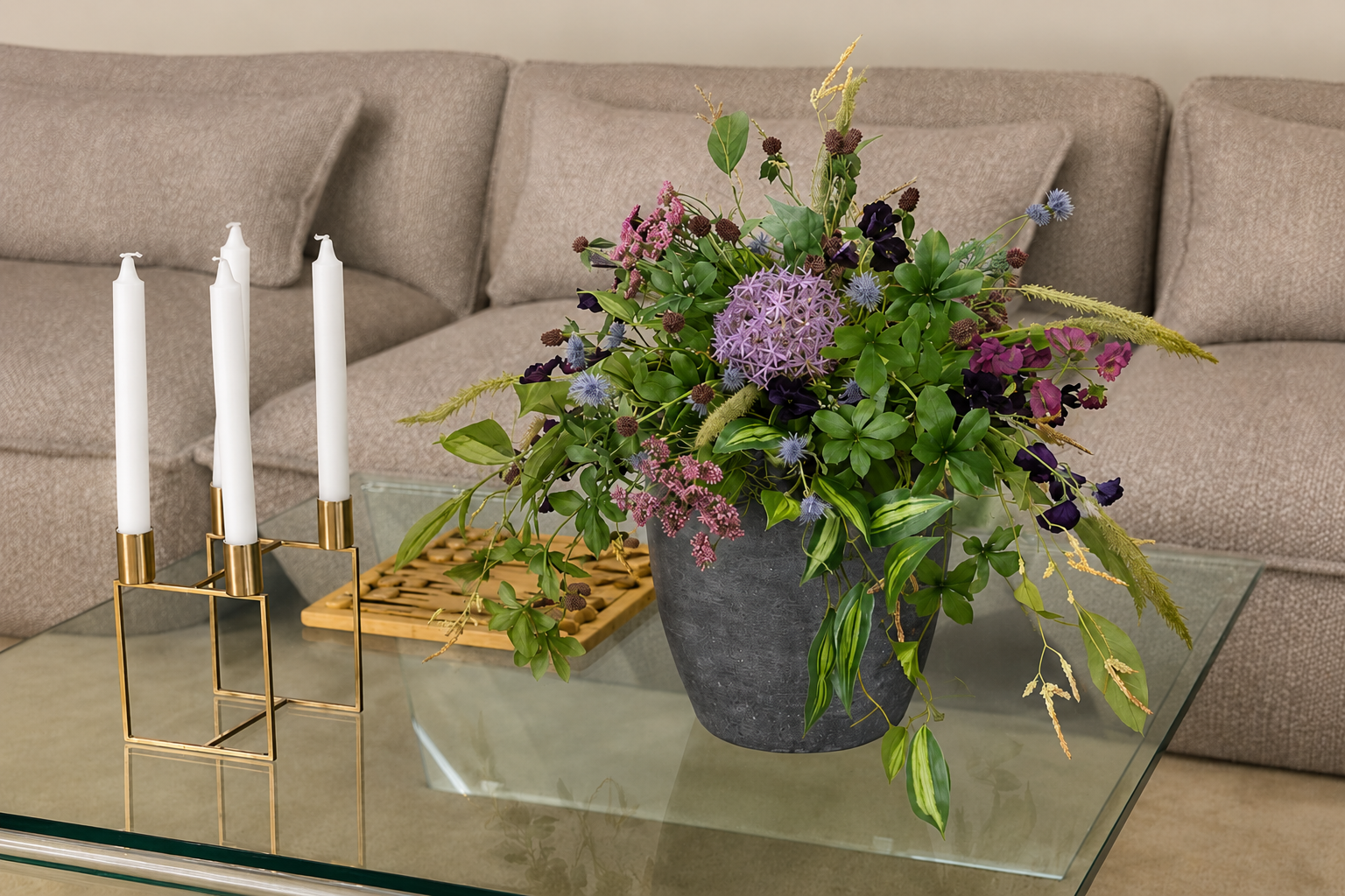 Buket af kunstige blomster